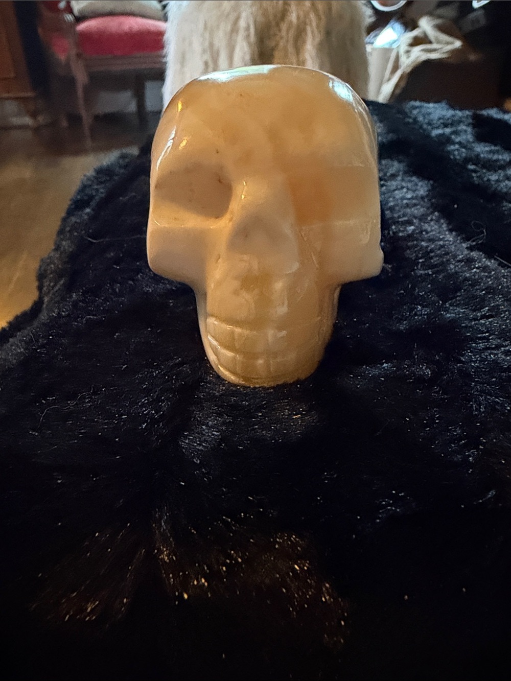 Carved marble skull